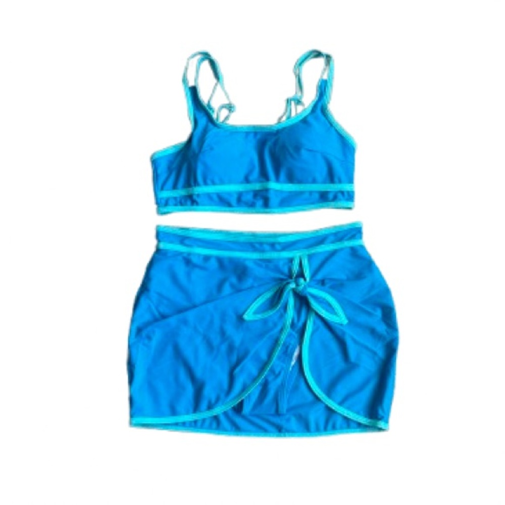069 NIB Leoparts Women's Two‎ Piece High Waist Swim Skirt Scoop Neck Bikini - S